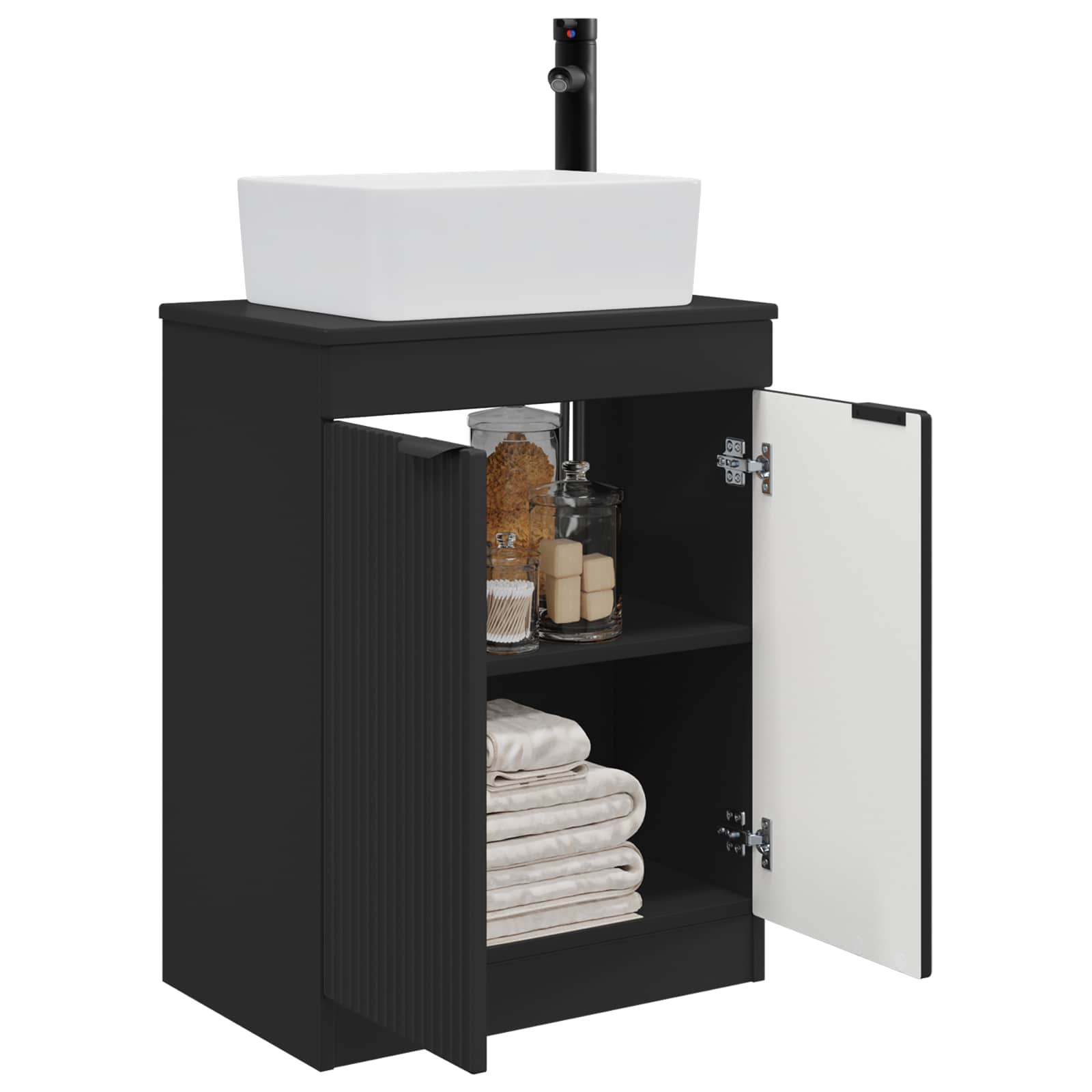 Badkamermeubel met Wasbak Zwart 54 x 35 x 83 cm Bewerkt hout