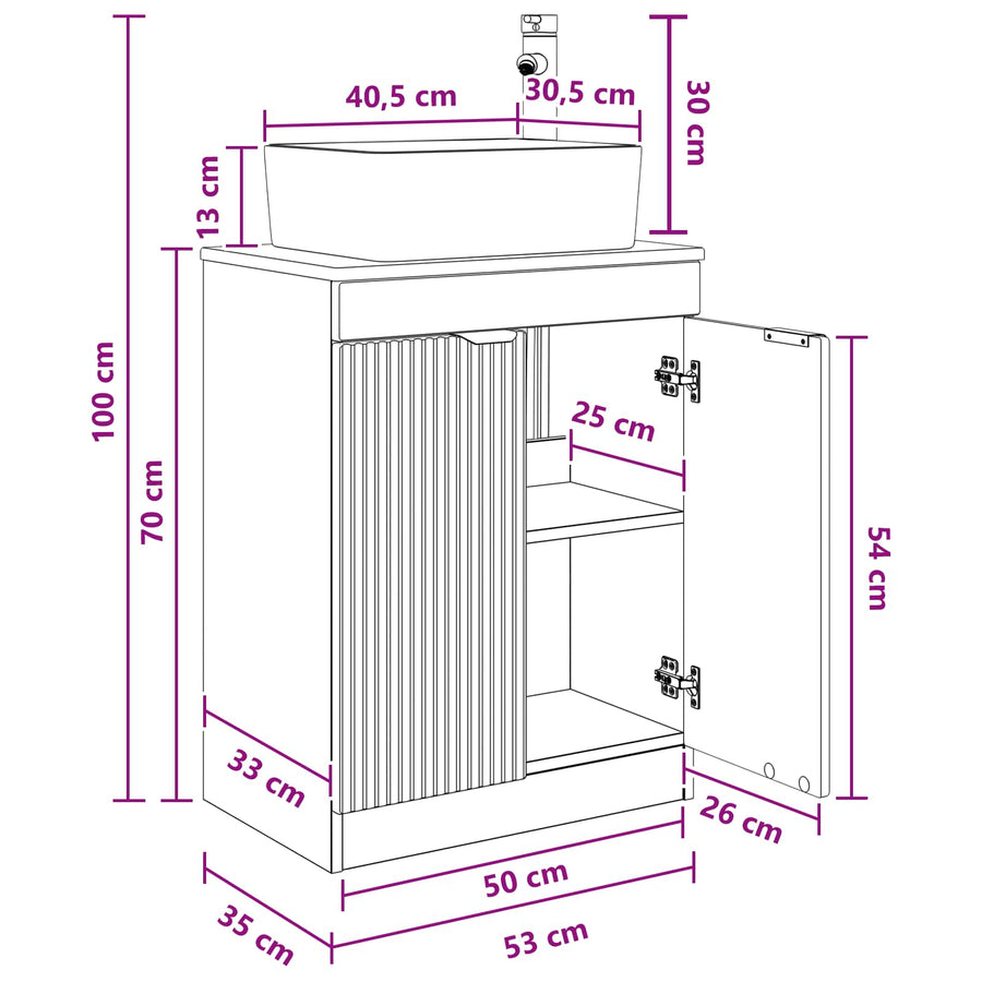 Badkamermeubel met Wasbak Sonoma Eiken 54 x 35 x 83 cm