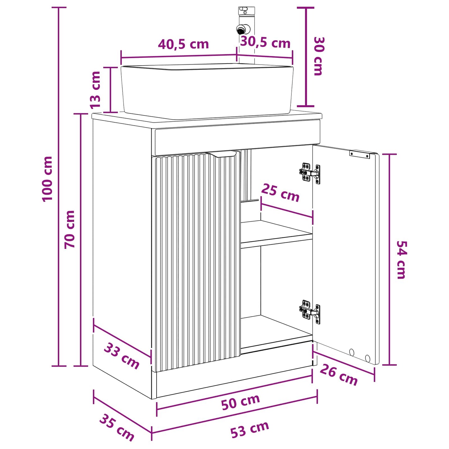 Badkamermeubel met Wasbak Grijs Sonoma 54 x 35 x 83 cm