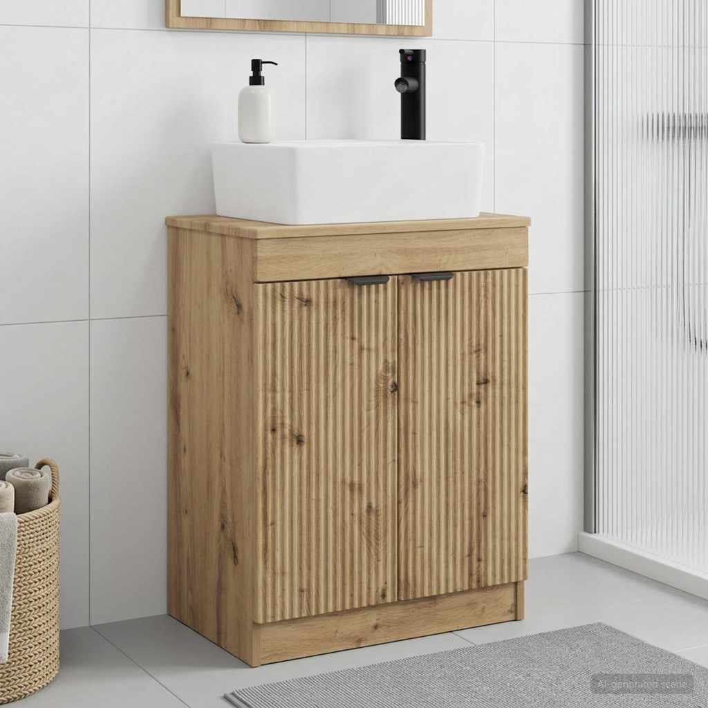 Badkamermeubel met Wasbak Artisanaal eiken 54 x 35 x 83 cm