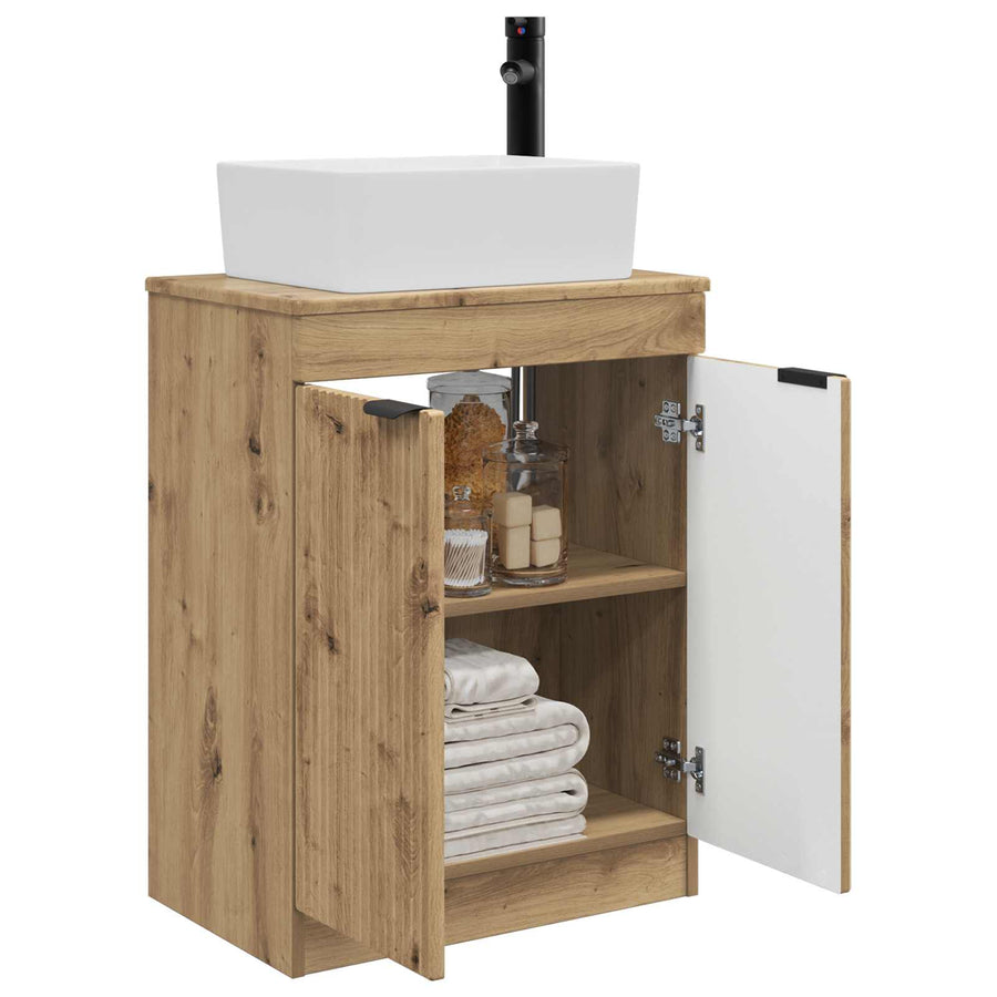 Badkamermeubel met Wasbak Artisanaal eiken 54 x 35 x 83 cm
