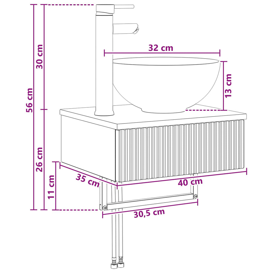 Wandgemonteerde Wastafel Sonoma Eiken 40 x 35 x 39 cm