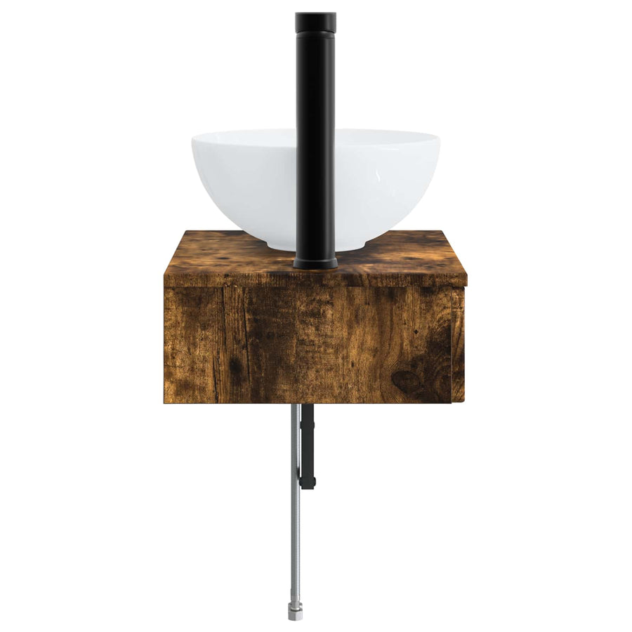 Wandgemonteerde Wastafel Gerookt eiken 40 x 35 x 39 cm