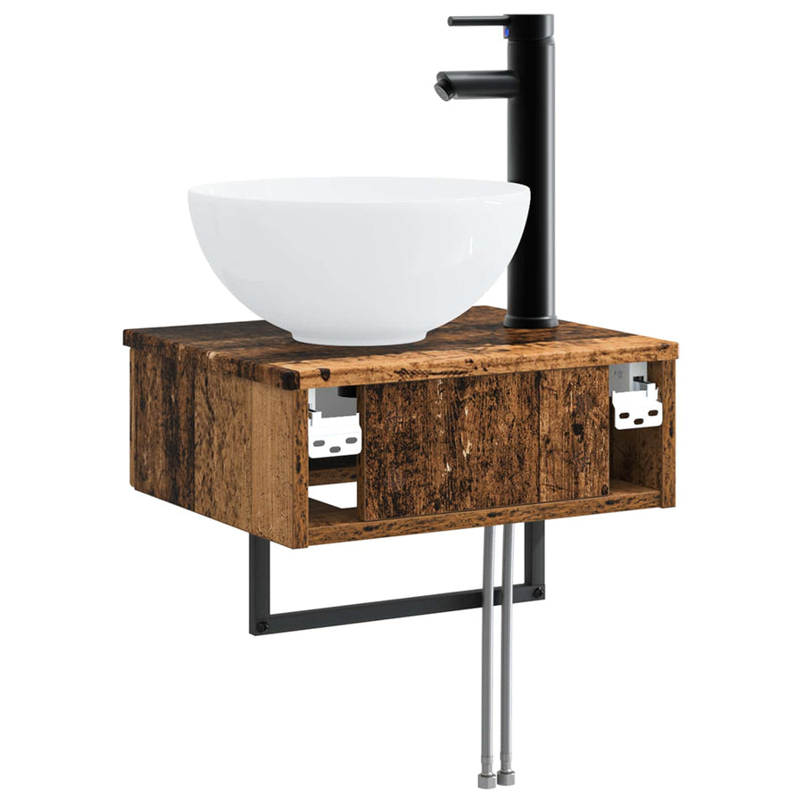 Wandgemonteerde Wastafel Oud hout 40 x 35 x 39 cm Bewerkt hout