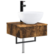 Wastafel 40x41x40.5 cm bewerkt hout gerookt eiken wandmontage