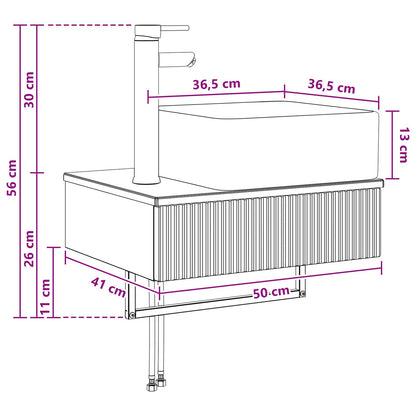 Wandgemonteerde Wastafel Sonoma Eiken 50 x 41 x 39 cm