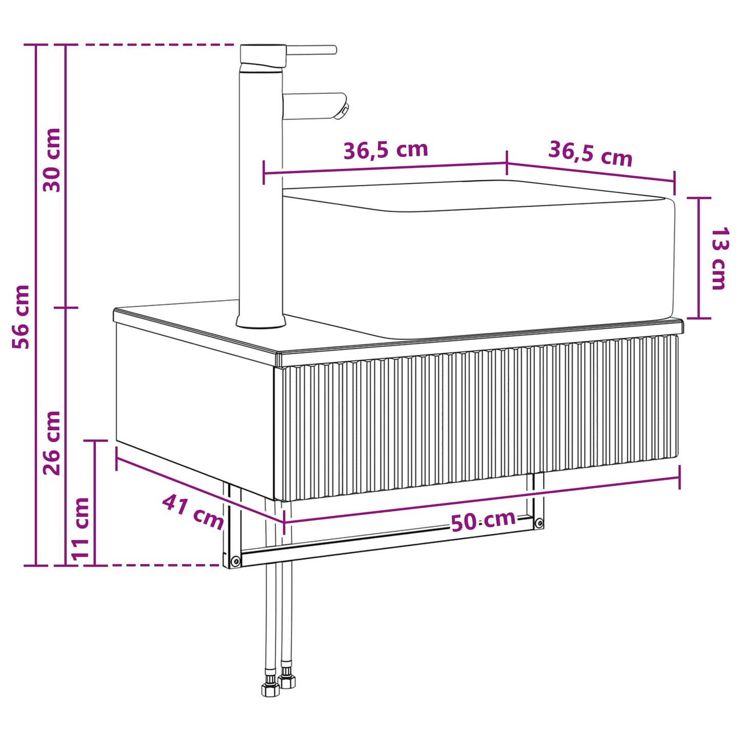 Wandgemonteerde Wastafel Hoogglans Wit 50 x 41 x 39 cm