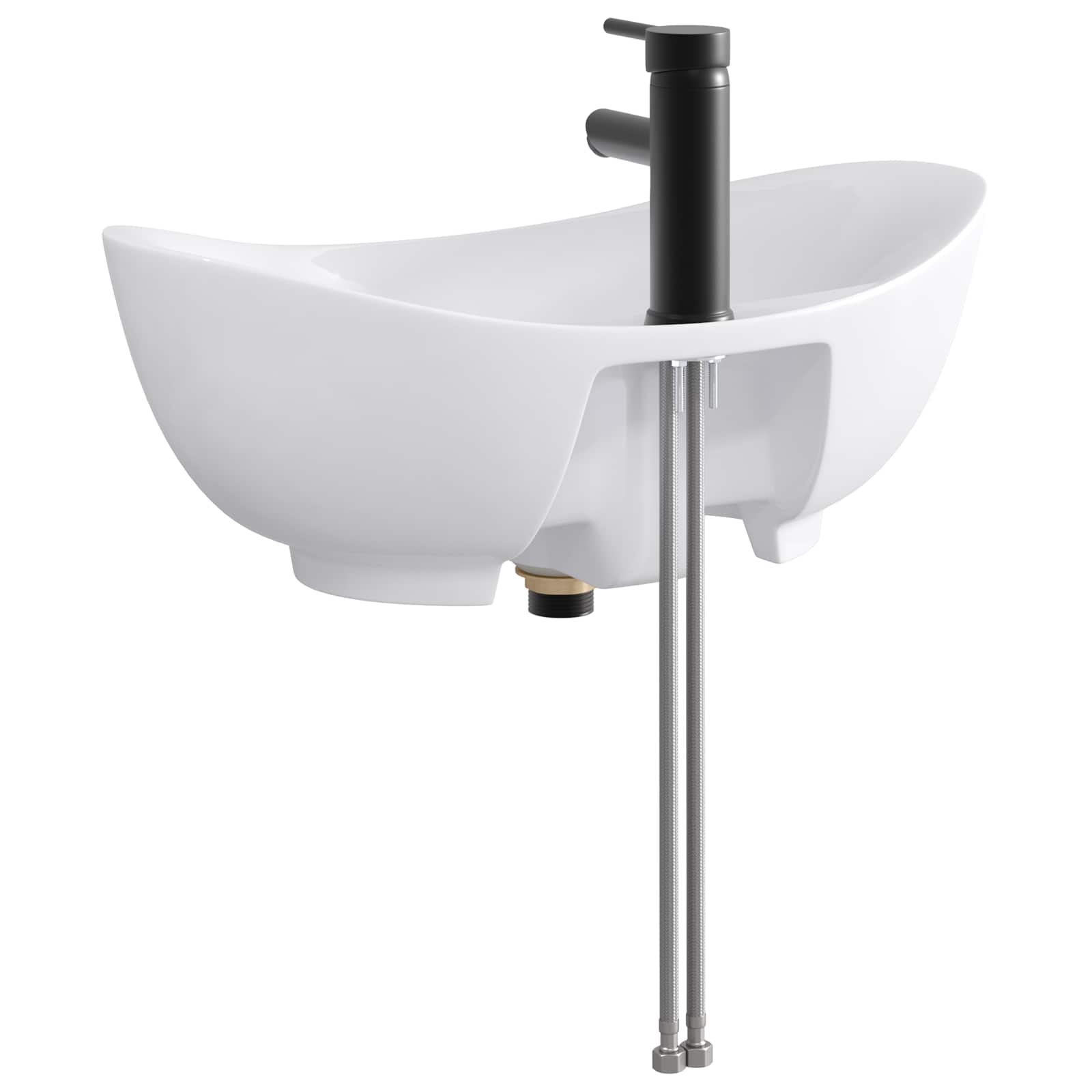 Badkamer Waskom Mat Zwart 59 x 35 x 21 cm Metaal