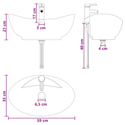 Badkamer Waskom Mat Zwart 59 x 35 x 21 cm Metaal