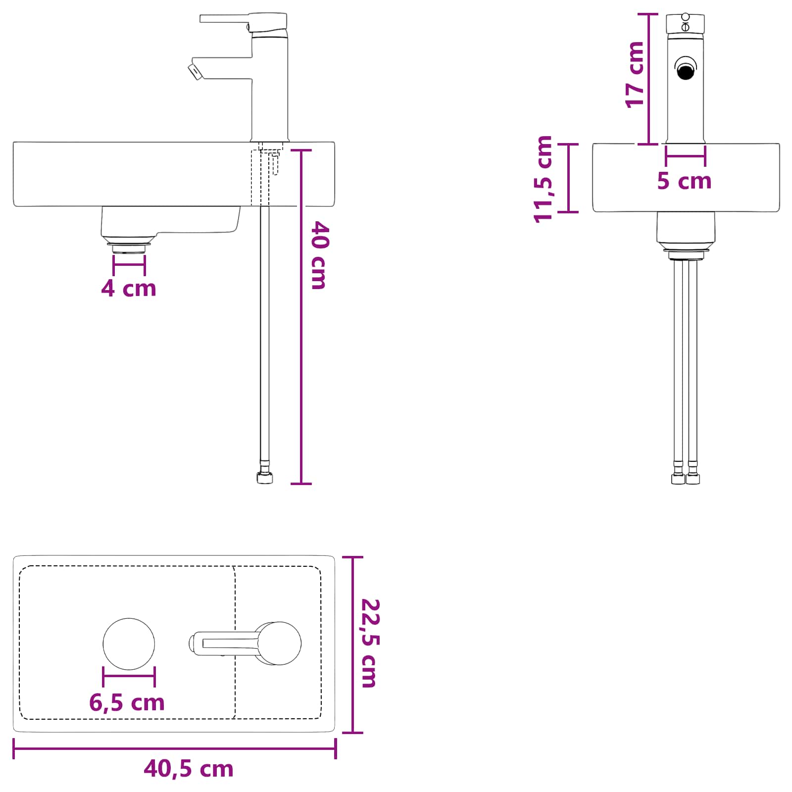 Badkamer Waskom Chroom 40,5 x 22,5 x 11,5 cm Metaal