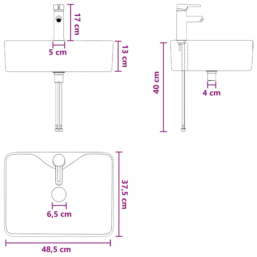 Badkamer Waskom Chroom 48,5 x 37,5 x 13 cm Metaal