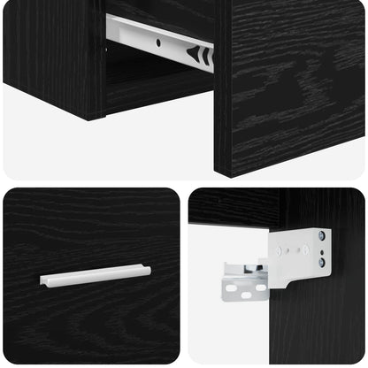 Wandgemonteerde Wastafel Vanity Zwart eiken 49,5 x 35 x 63 cm