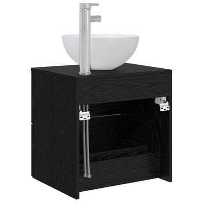 Wandgemonteerde Wastafel Vanity Zwart eiken 49,5 x 35 x 63 cm