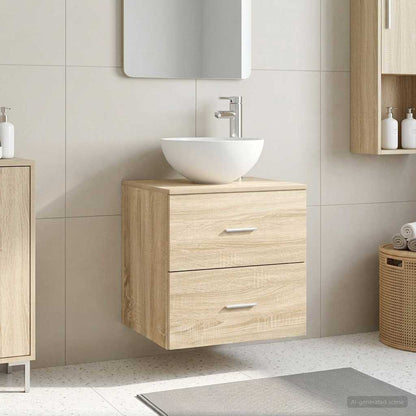 Wandgemonteerde Wastafel Vanity Sonoma Eiken 49,5 x 35 x 63 cm