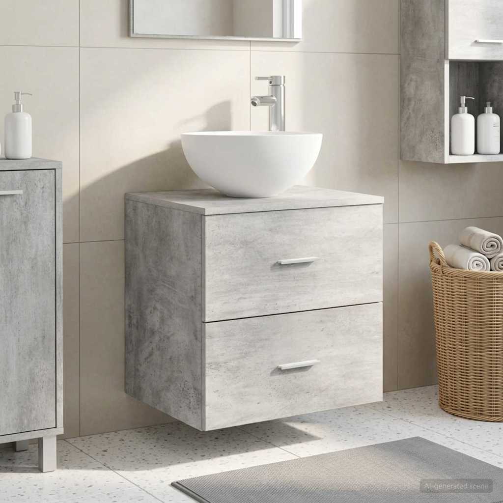 Wandgemonteerde Wastafel Vanity Betongrijs 49,5 x 35 x 63 cm
