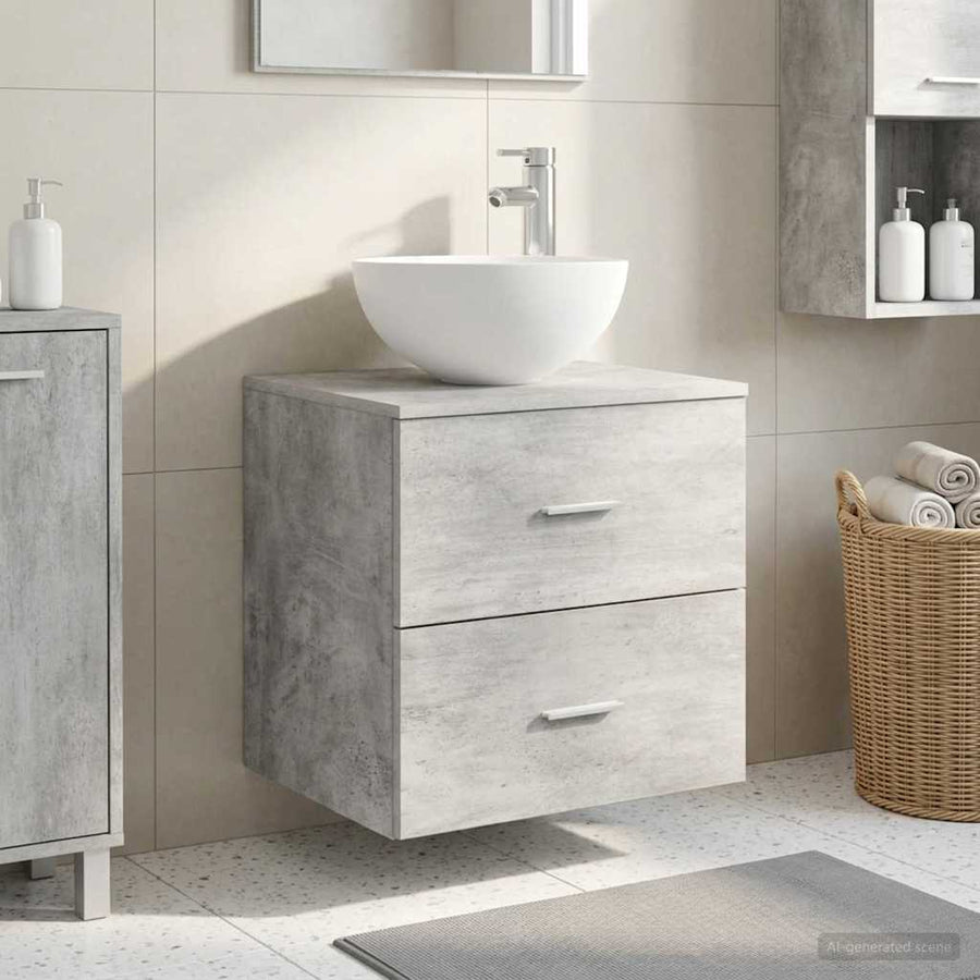 Wandgemonteerde Wastafel Vanity Betongrijs 49,5 x 35 x 63 cm