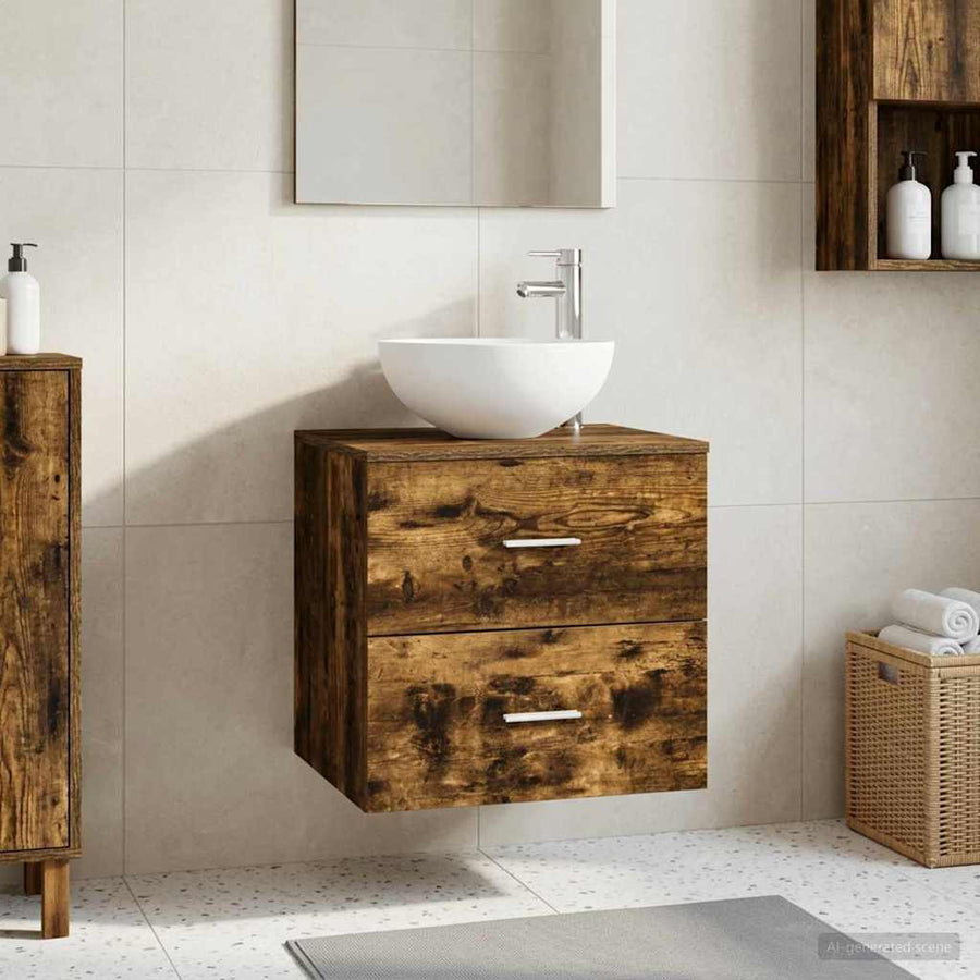 Wandgemonteerde Wastafel Vanity Gerookt eiken 49,5 x 35 x 63 cm