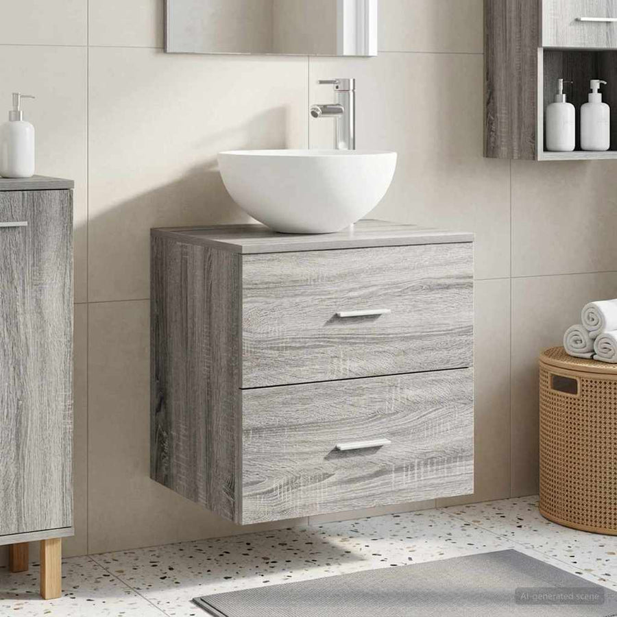 Wandgemonteerde Wastafel Vanity Grijs Sonoma 49,5 x 35 x 63 cm
