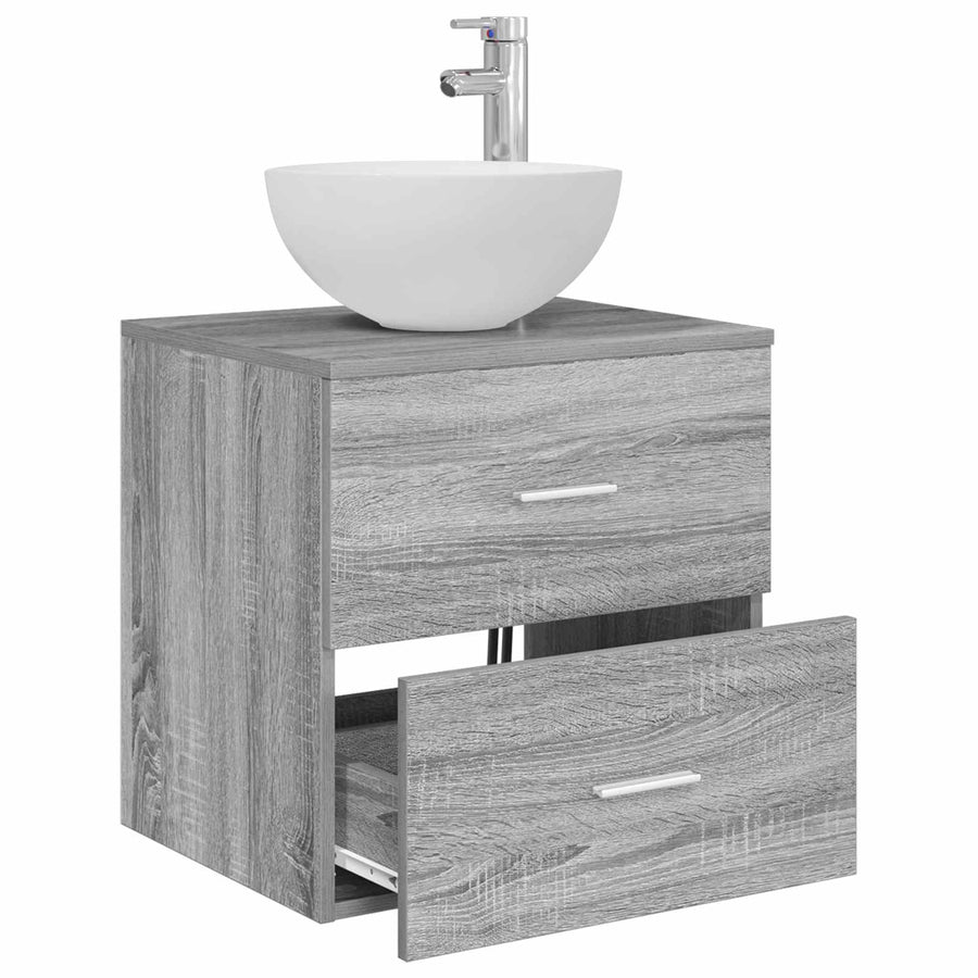 Wandgemonteerde Wastafel Vanity Grijs Sonoma 49,5 x 35 x 63 cm