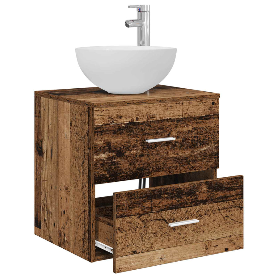 Wandgemonteerde Wastafel Vanity Oud hout 49,5 x 35 x 63 cm
