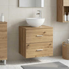 Wastafelmeubel 49,5x35x63 cm bewerkt hout artisanaal eiken