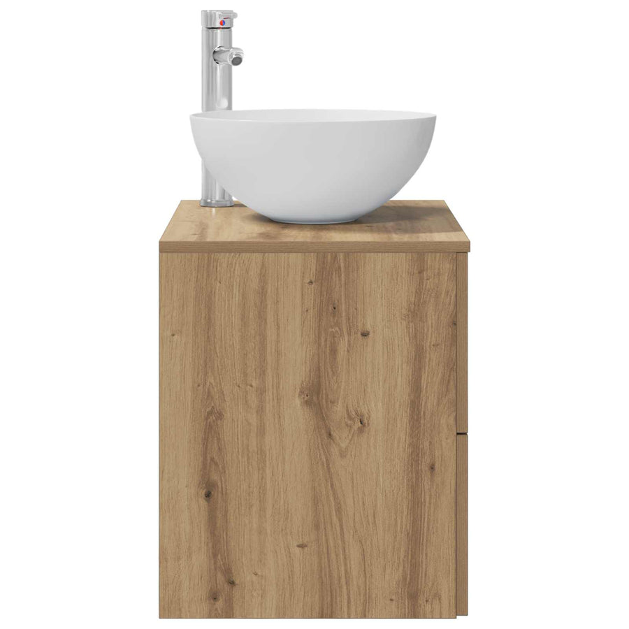 Wandgemonteerde Wastafel Vanity Artisanaal eiken