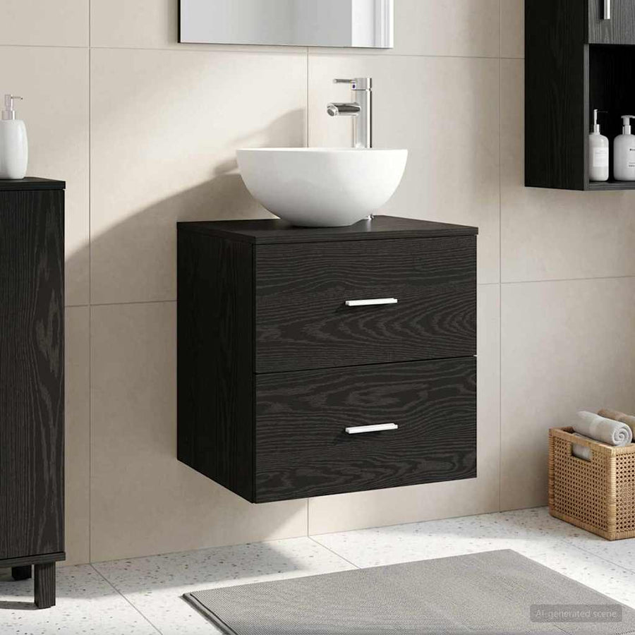 Wandgemonteerde wastafelmeubel Zwart eiken 49,5 x 41 x 64,5 cm