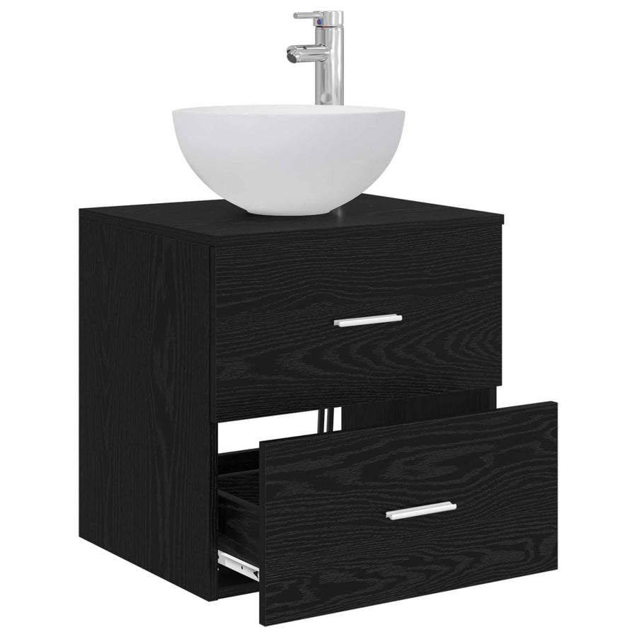 Wandgemonteerde wastafelmeubel Zwart eiken 49,5 x 41 x 64,5 cm