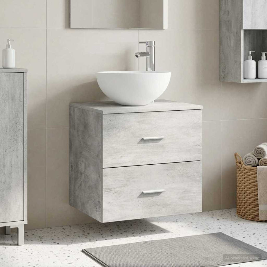 Wandgemonteerde wastafelmeubel Betongrijs 49,5 x 41 x 64,5 cm