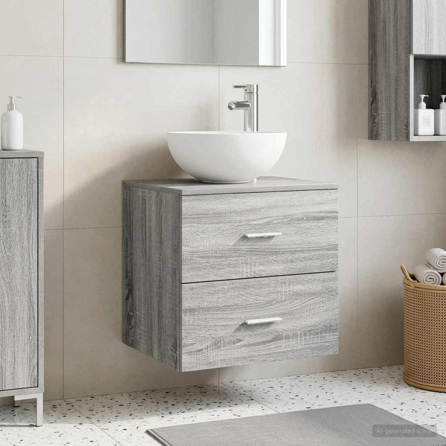 Wandgemonteerde wastafelmeubel Grijs Sonoma 49,5 x 41 x 64,5 cm