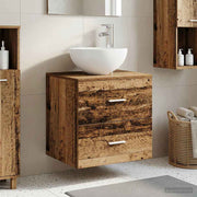 Wastafelmeubel wandmontage 49,5x41x64,5 cm oud hout