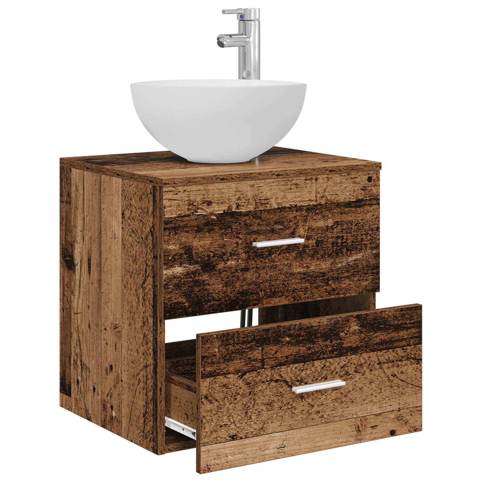 Wandgemonteerde wastafelmeubel Oud hout 49,5 x 41 x 64,5 cm