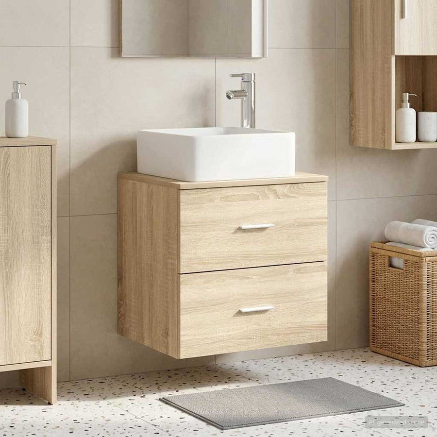 Wandgemonteerde wastafelmeubel Sonoma Eiken 49,5 x 41 x 63 cm
