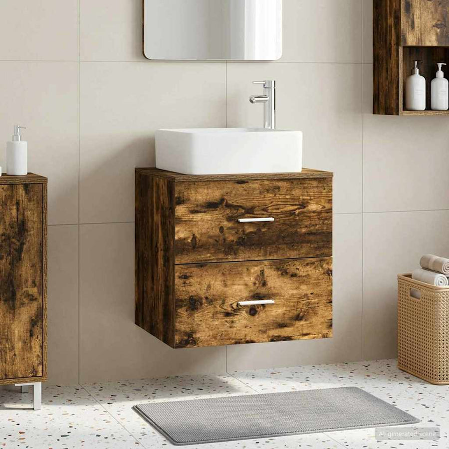 Wandgemonteerde wastafelmeubel Gerookt eiken 49,5 x 41 x 63 cm