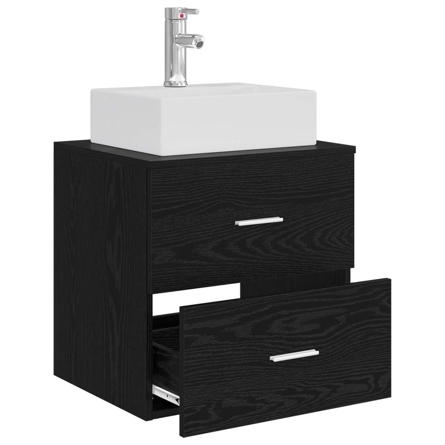 Wandgemonteerde wastafelmeubel Zwart eiken 49,5 x 41 x 62,5 cm