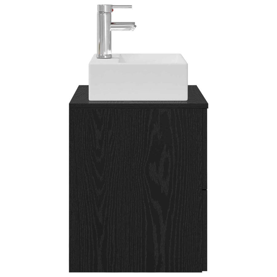 Wandgemonteerde wastafelmeubel Zwart eiken 49,5 x 41 x 62,5 cm