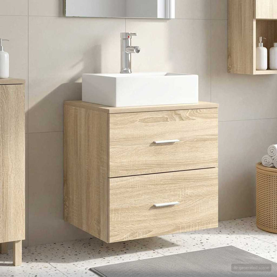 Wandgemonteerde wastafelmeubel Sonoma Eiken 49,5 x 41 x 62,5 cm