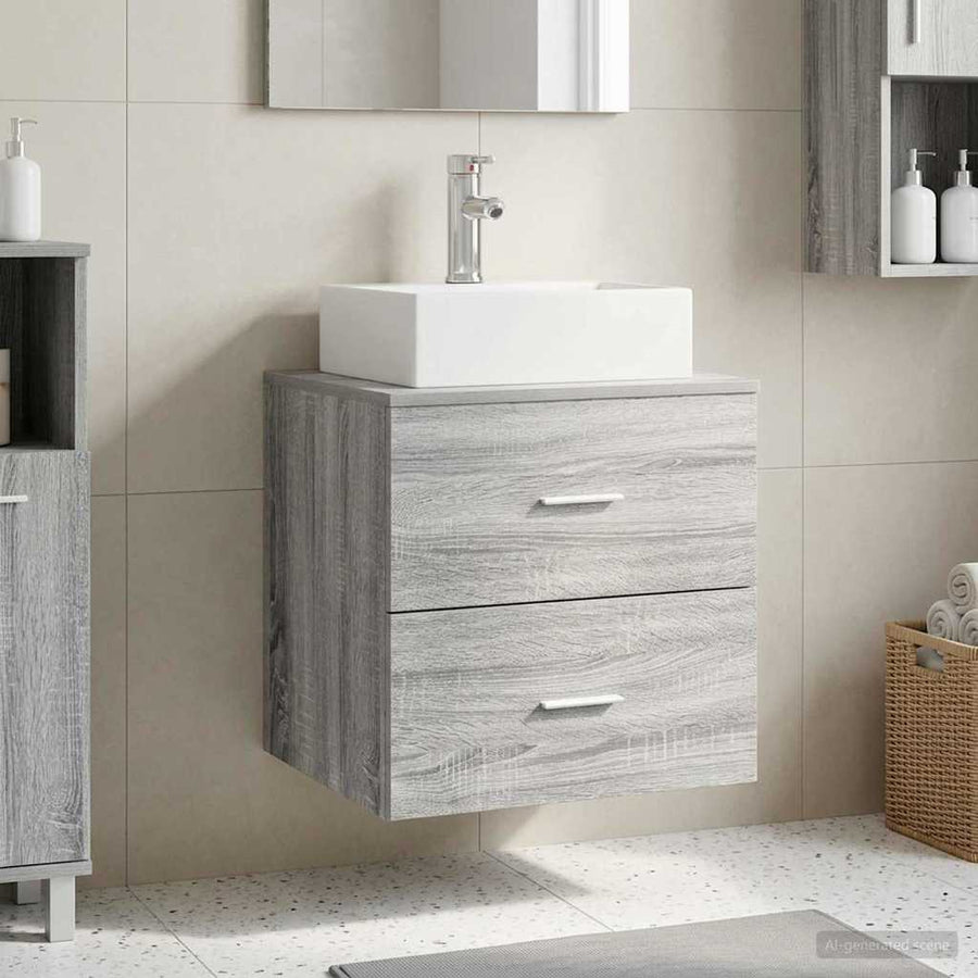Wandgemonteerde wastafelmeubel Grijs Sonoma 49,5 x 41 x 62,5 cm