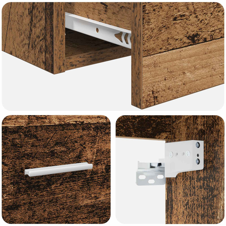 Wandgemonteerde wastafelmeubel Oud hout 49,5 x 41 x 62,5 cm
