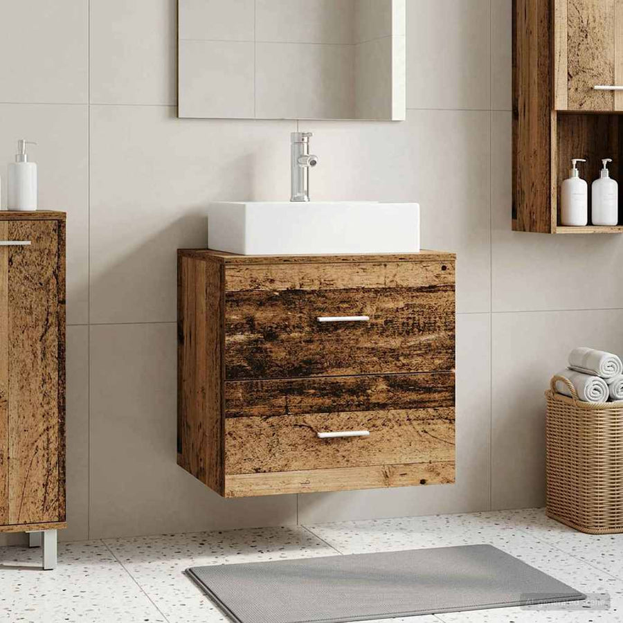 Wandgemonteerde wastafelmeubel Oud hout 49,5 x 41 x 62,5 cm