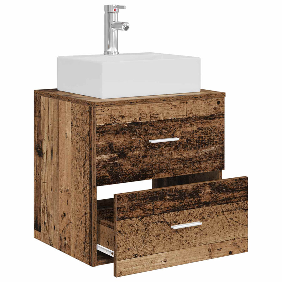 Wandgemonteerde wastafelmeubel Oud hout 49,5 x 41 x 62,5 cm