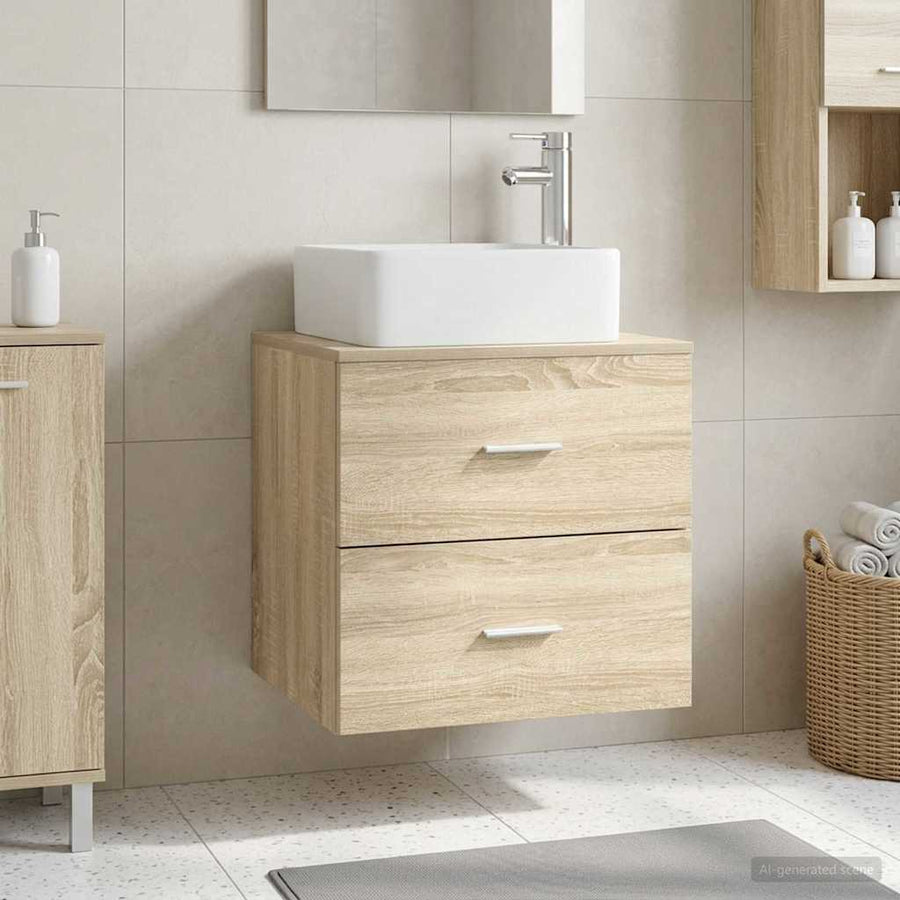 Wandgemonteerde wastafelmeubel Sonoma Eiken 53 x 34,5 x 63 cm