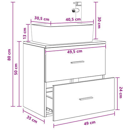 Wandgemonteerde wastafelmeubel Betongrijs 53 x 34,5 x 63 cm