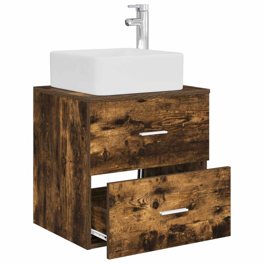 Wandgemonteerde wastafelmeubel Gerookt eiken 53 x 34,5 x 63 cm