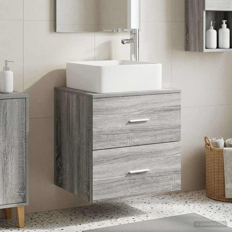 Wandgemonteerde wastafelmeubel Grijs Sonoma 53 x 34,5 x 63 cm