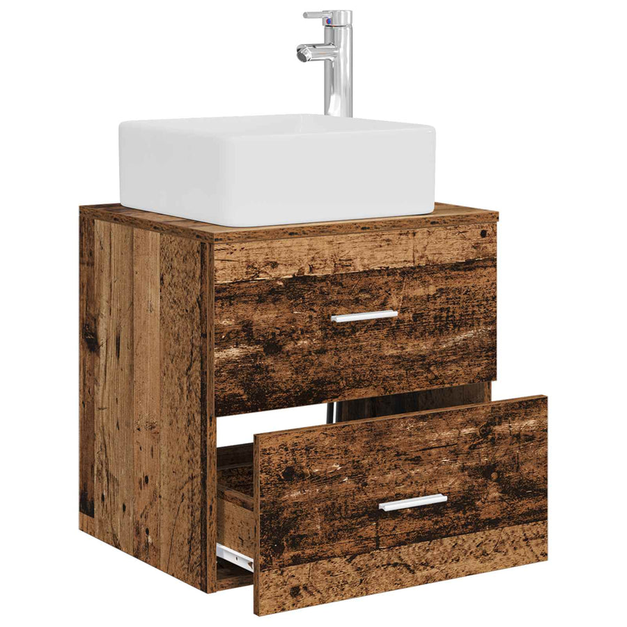 Wandgemonteerde wastafelmeubel Oud hout 53 x 34,5 x 63 cm