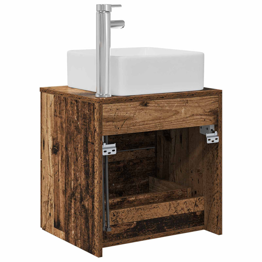 Wandgemonteerde wastafelmeubel Oud hout 53 x 34,5 x 63 cm