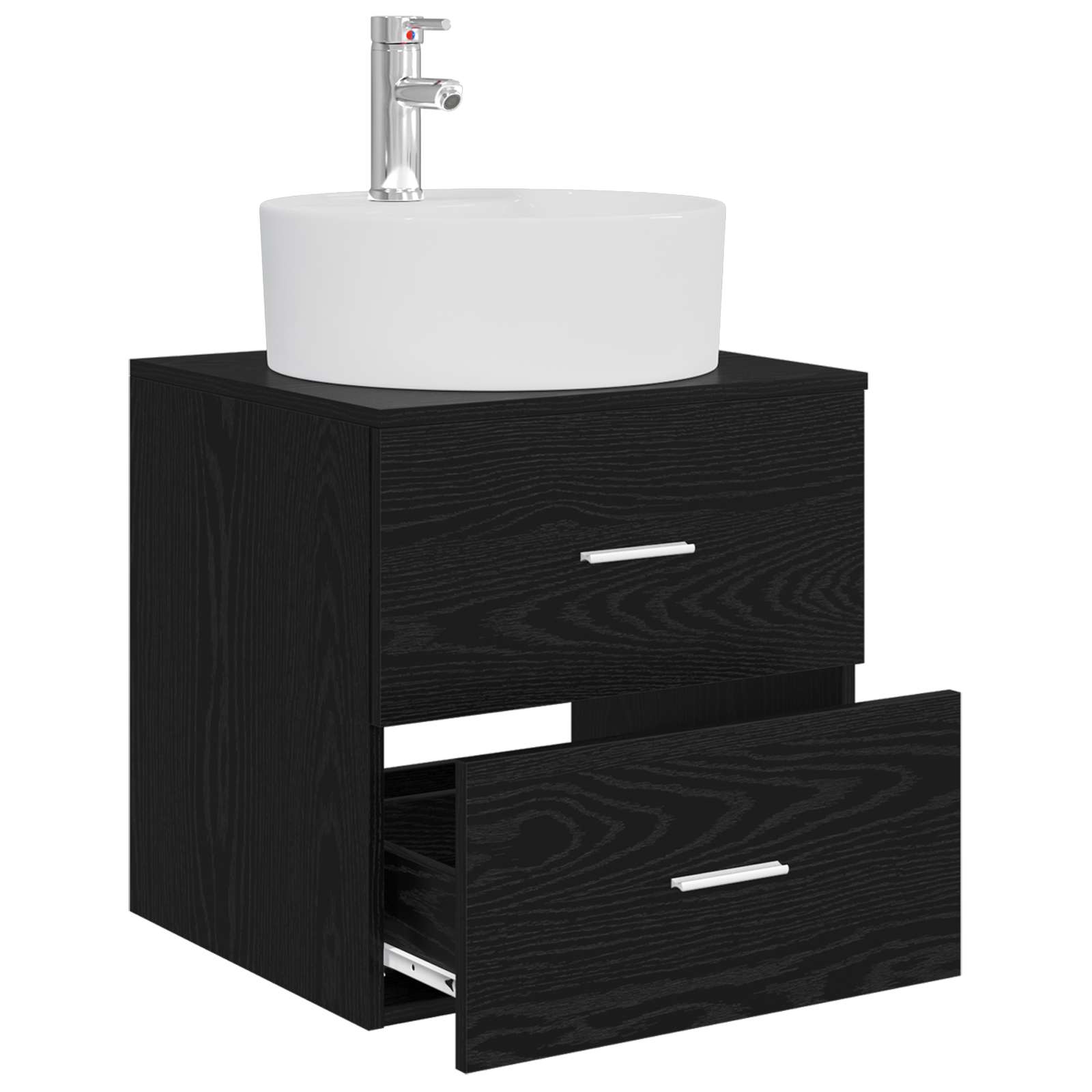 Wandgemonteerde wastafelmeubel Zwart eiken 49,5 x 44,5 x 65 cm