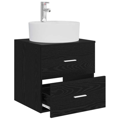 Wandgemonteerde wastafelmeubel Zwart eiken 49,5 x 44,5 x 65 cm