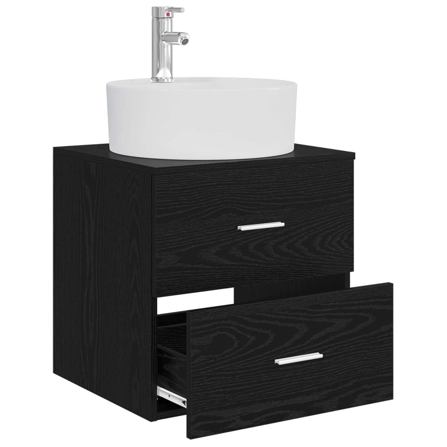 Wandgemonteerde wastafelmeubel Zwart eiken 49,5 x 44,5 x 65 cm